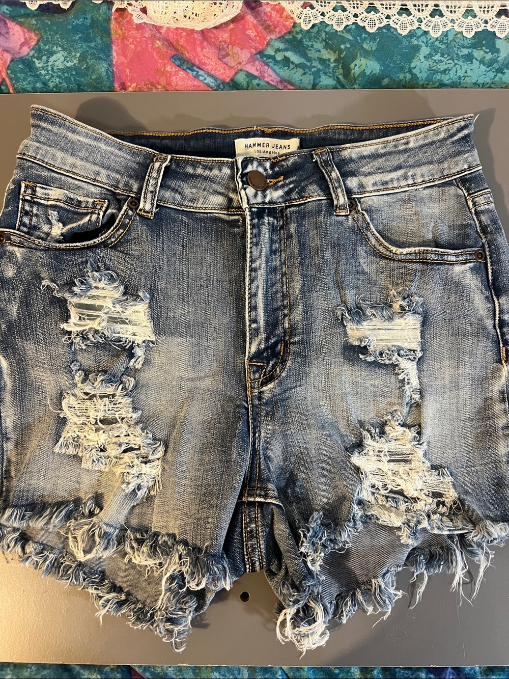 Hammer Jeans Women's Distressed Light Blue Denim Shorts